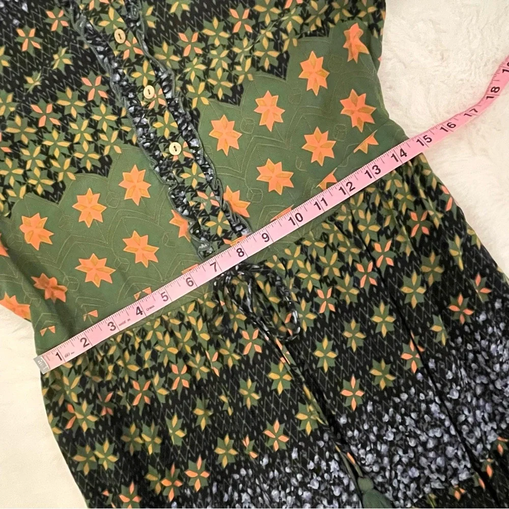 NWT Easel Blue & Green Jewel Tone Floral Patchwork Tiered Long Dress - Picture 9 of 15